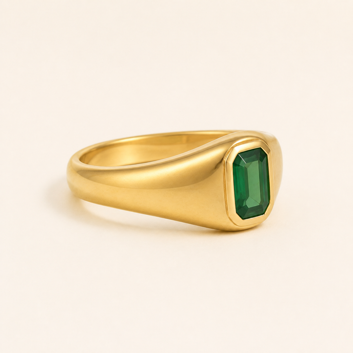 Celeste Emerald Signet Ring