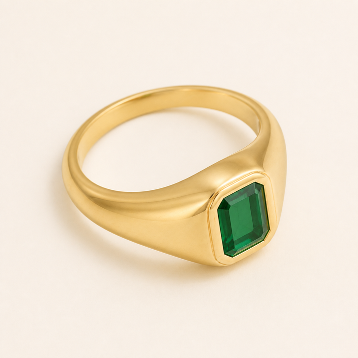 Celeste Emerald Signet Ring
