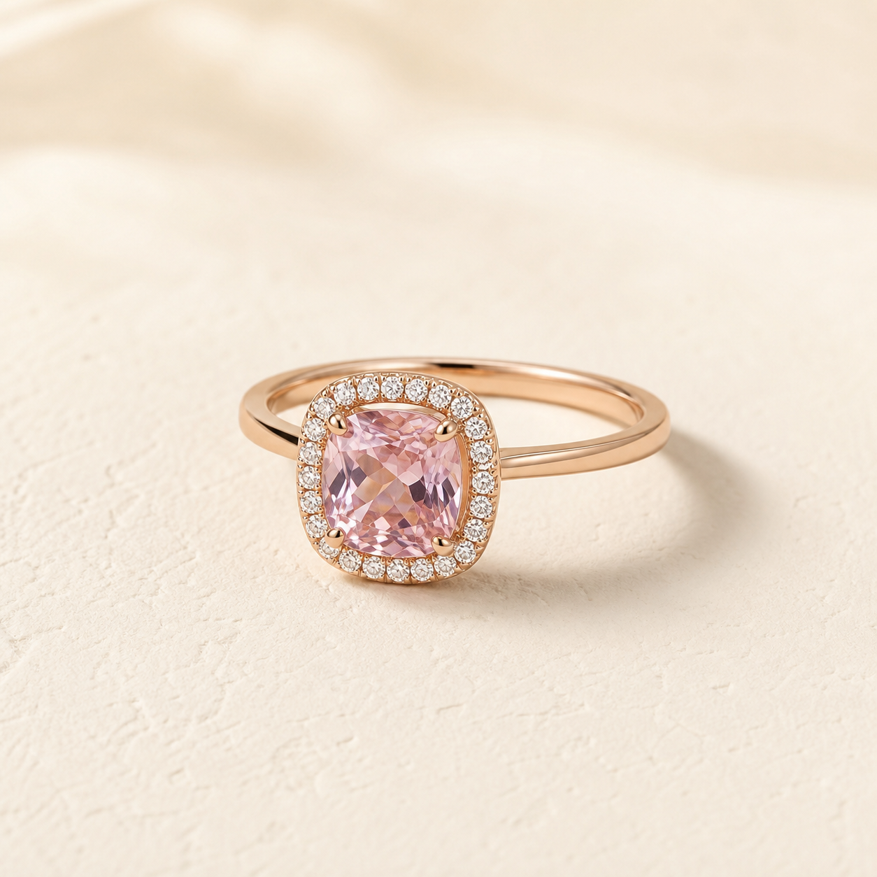 Rose Sapphire Halo Ring